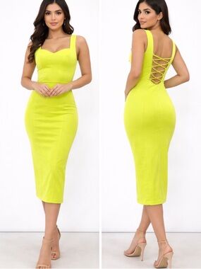 Ta3 Squarey Pencil Dress Lime Green XL/Reg/Long NWT